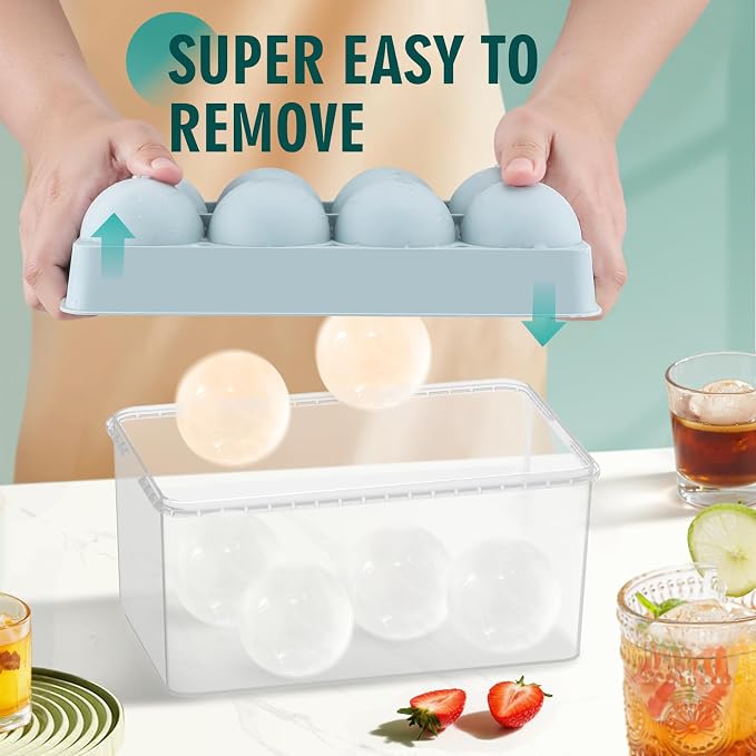 WIBIMEN Large Ice Cube Molds, Big Round Whiskey Ice Cube Trays - Image 2