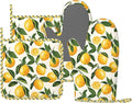 Oven Mitts and Pot Holders Set, Lemon Fruit Watercolor Silicone Kitchen by DADABULIU