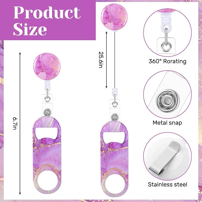 Irenare 6 Pcs Flat Bottle Openers Retractable Bar Keys - Image 2