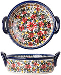 Red Daisy Flower Vintage Style Ceramic Bakeware Casserole Dish Baking Pan by Bicuzat
