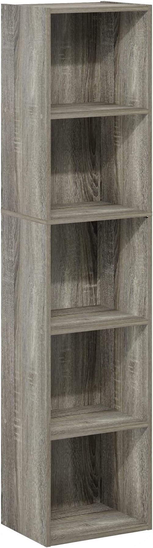 Furinno PASIR Book Shelf, 5-Tier Tall Narrow Bookshelf, Open Shelves Bookcase - Image 7