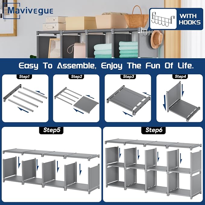 Mavivegue Book Shelf, 20 Cube Storage Organizer, DIY Bookcase, Metal Cube - Image 7