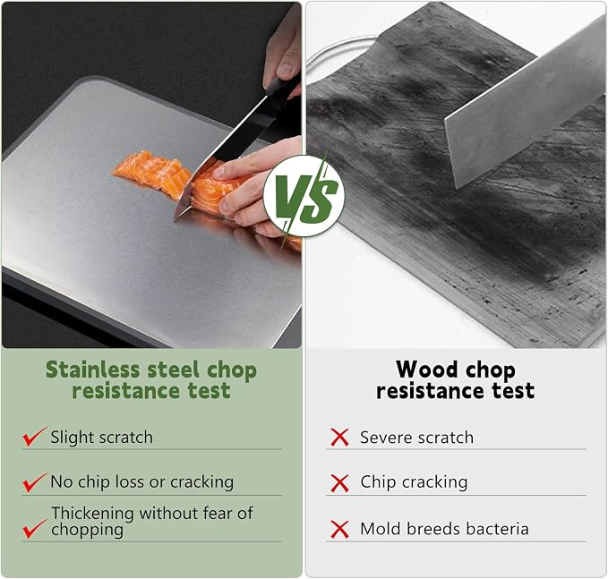 Cutting Board Double Sided, Large Stainless Steel Cutting Boards, Wheat Straw - Image 3