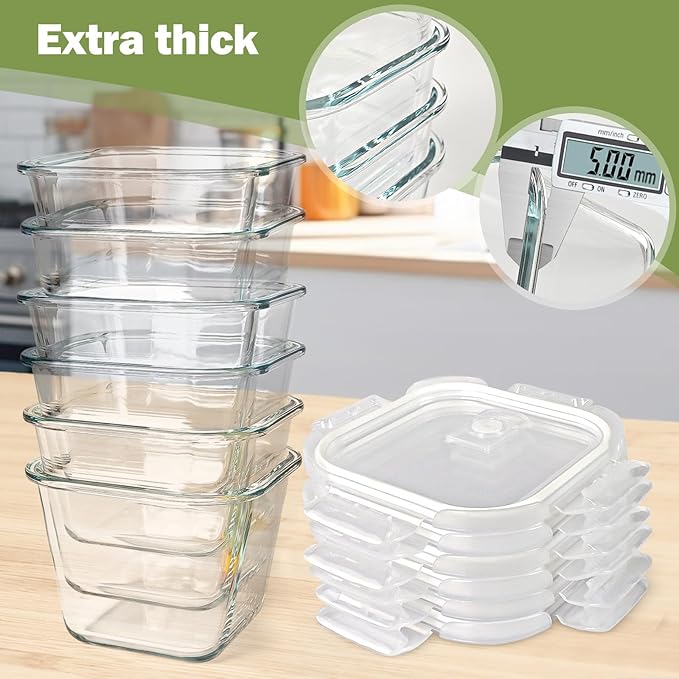 Glass Soup Containers with Lids 32 oz, 4 Cup Glass Storage Containers, Tall - Image 6