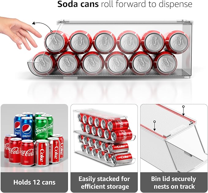 Sorbus Soda Can Organizer for Refrigerator Stackable Can Holder Dispenser - Image 6