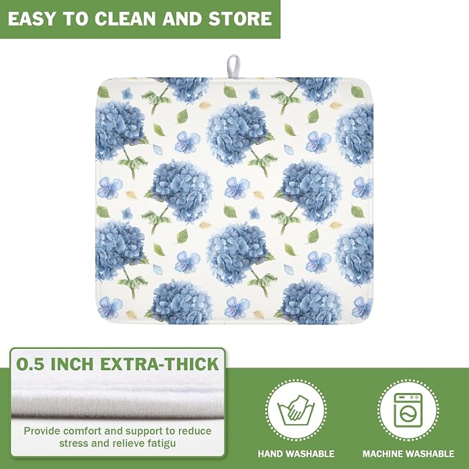 Spring Summer Hydrangea Dish Drying Mat - Image 5