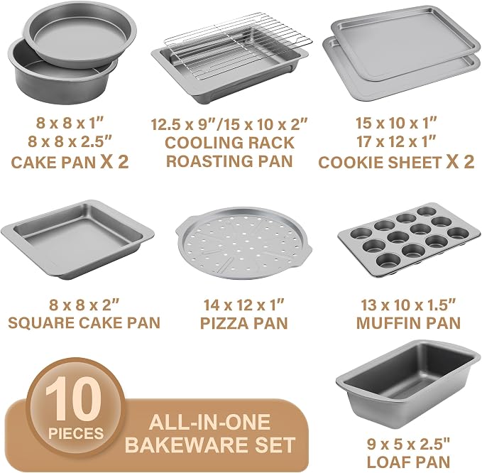HONGBAKE Bakeware Sets, Baking Pans Set, Nonstick Oven Pan - Image 3