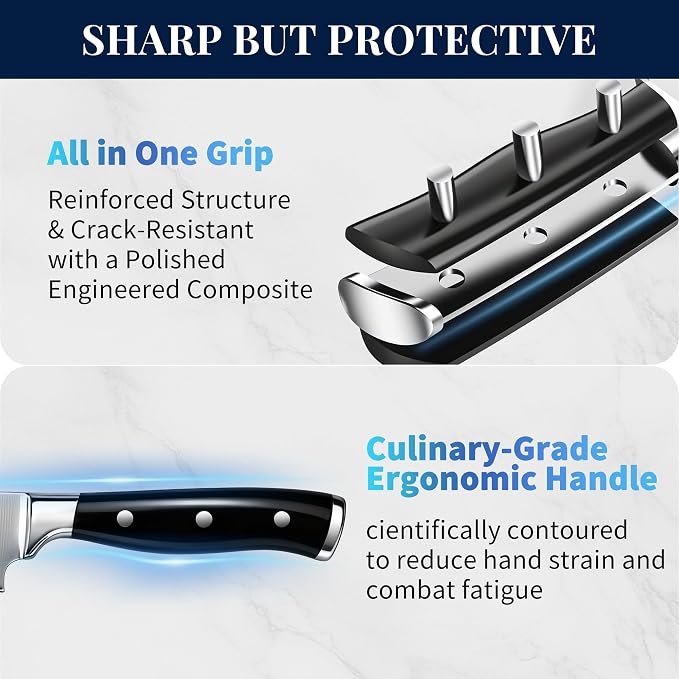 Knife Set, 15 Piece Premium Kitchen Knife Block Set, Razor-Sharp, High Carbon - Image 8