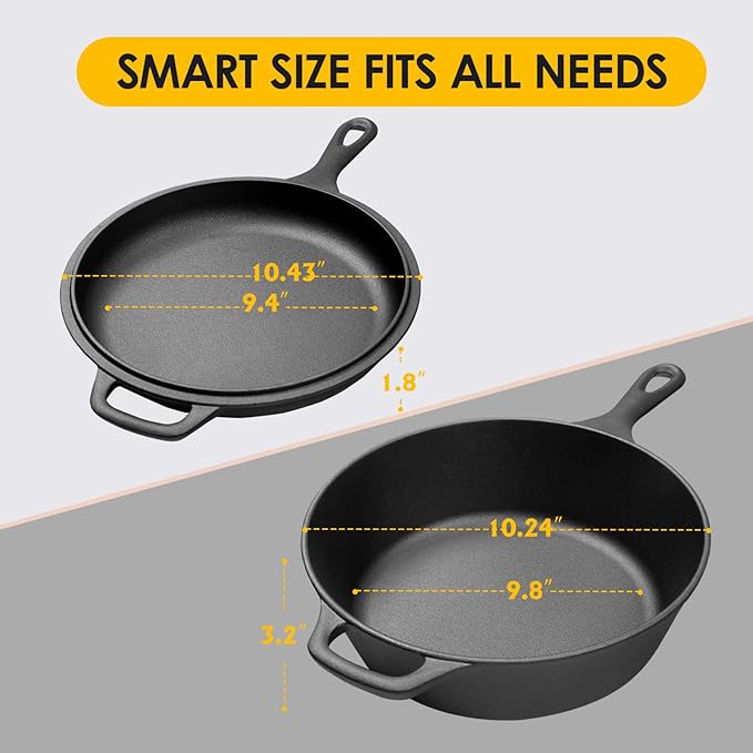 EDGING CASTING 2-in-1 Pre-Seasoned Cast Iron Dutch Oven Pot - Image 2