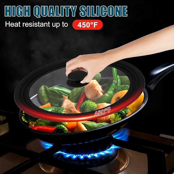 Universal Lid for Pots Pans and Skillets, 2 Pack Pan Cover fit 7", Silicone - Image 4
