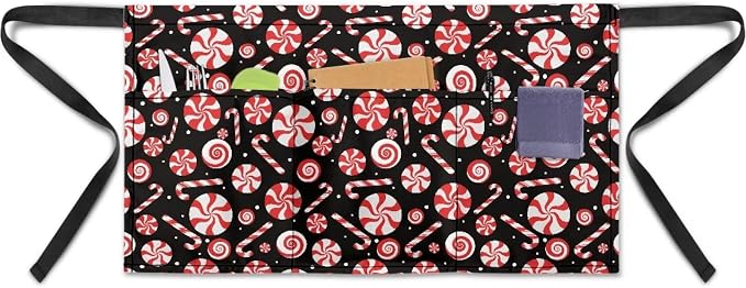 Server Apron with 3 Pockets, Waterproof Oil Waitress Waiter Half Apron by Noprintge