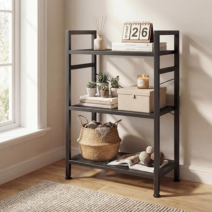 DUMOS 3 Tiers Bookshelf, Classical Book Shelf, Tall Display Shelves in Living - Image 2