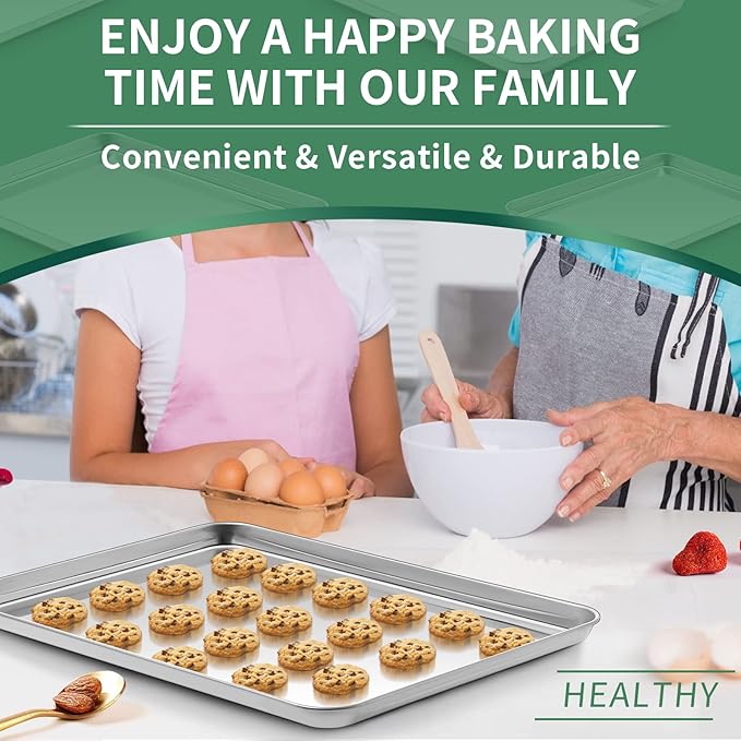 Baking Sheets Set of 2, HKJ Chef Cookie Sheets 2 Pieces Stainless Steel Baking - Image 7