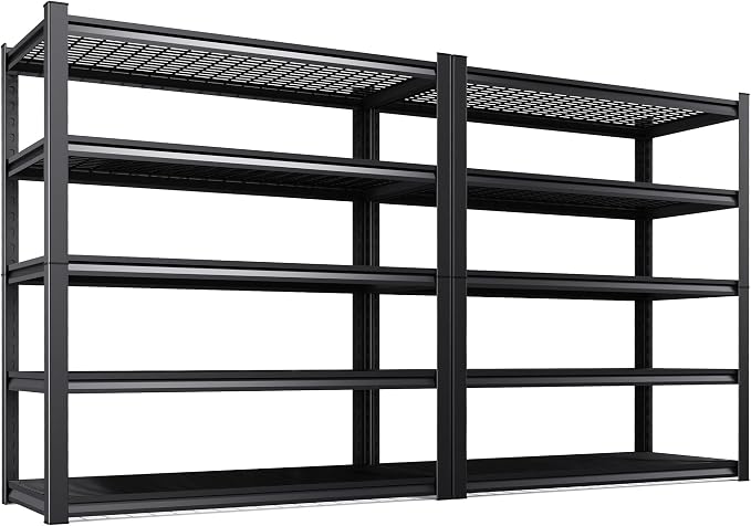 Set of 2 Garage Shelving-3000 lbs 5 Tier Storage Shelves, Adjustable Heavy Duty by Unknown