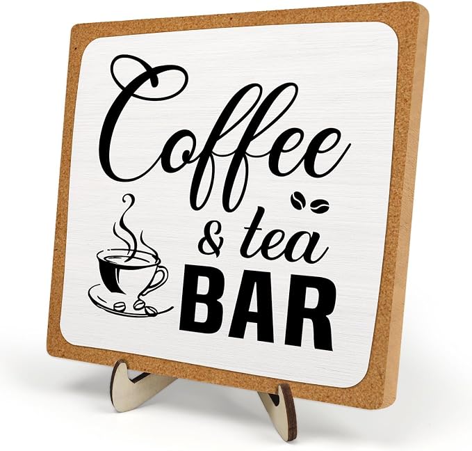 Rustic Coffee & Tea Bar Decor Sign, Funny Wooden Plaque by DMADNF