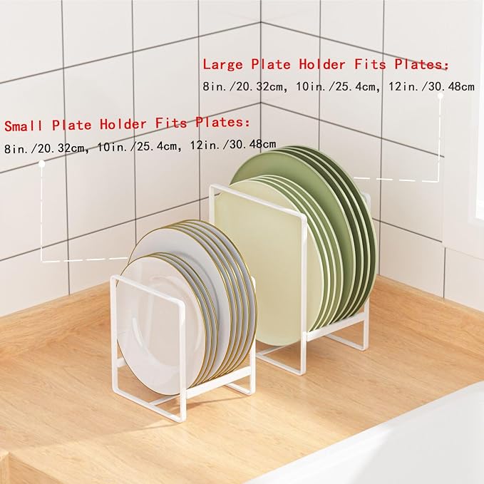 2 Pack Large Plate Holders Organizers Upright Cabinet Dish Drying Racks Metal - Image 6