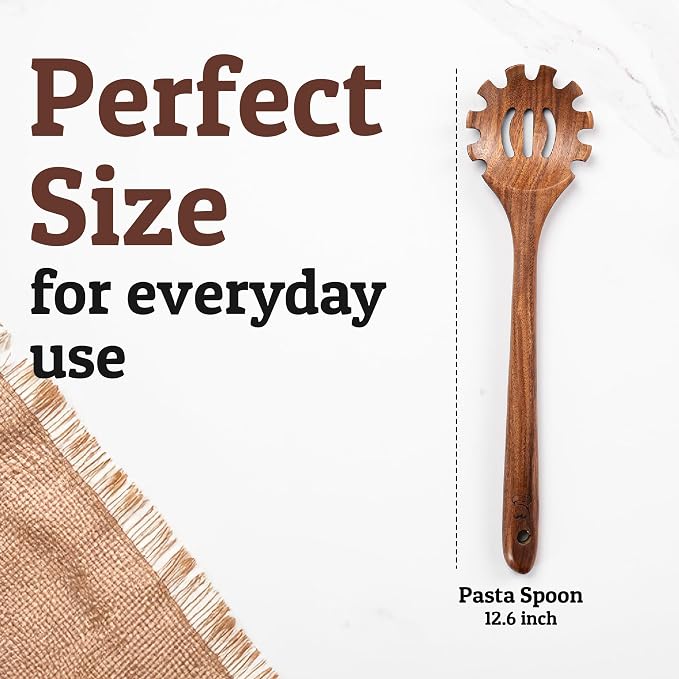 PriorityChef Premium Wooden Pasta Spoon - Image 4