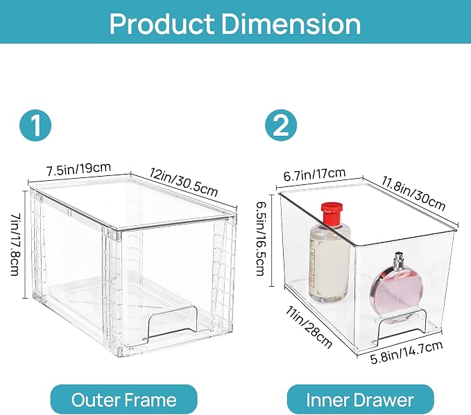 Vtopmart 6 Pack Large Stackable Storage Drawers, Easily Assemble Acrylic - Image 2