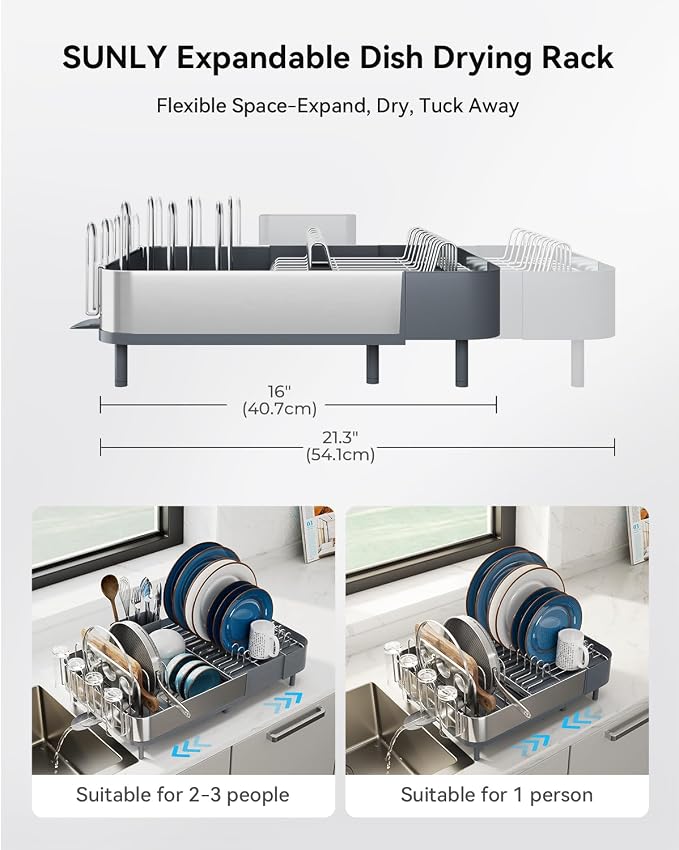 SUNLY Expandable Dish Drying Rack, Versatile Brackets - Image 6