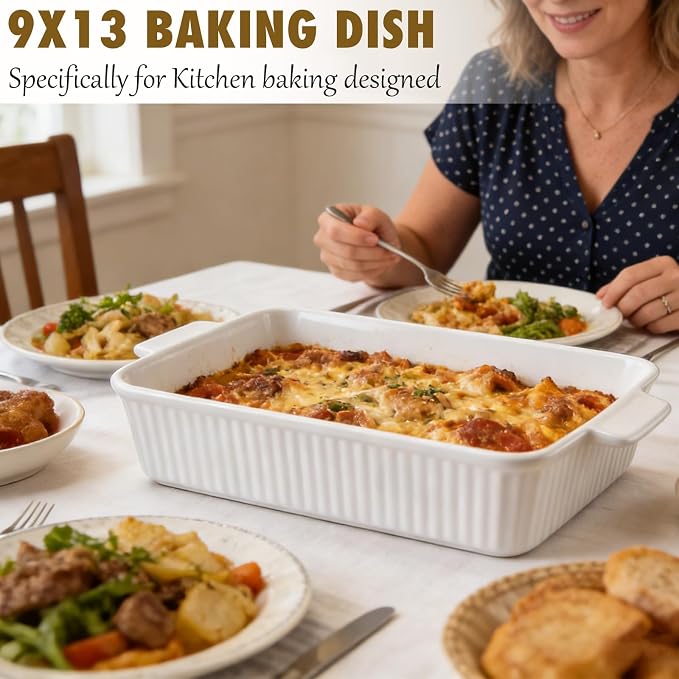 Casserole Dish, 9x13 Baking Pan, 4.4QT Large Casserole Dishes - Image 2