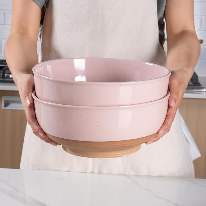AmorArc 9.8’’ Ceramic Serving Bowls, 90 OZ Extra Large Salad Bowls Set of 2 - Image 3