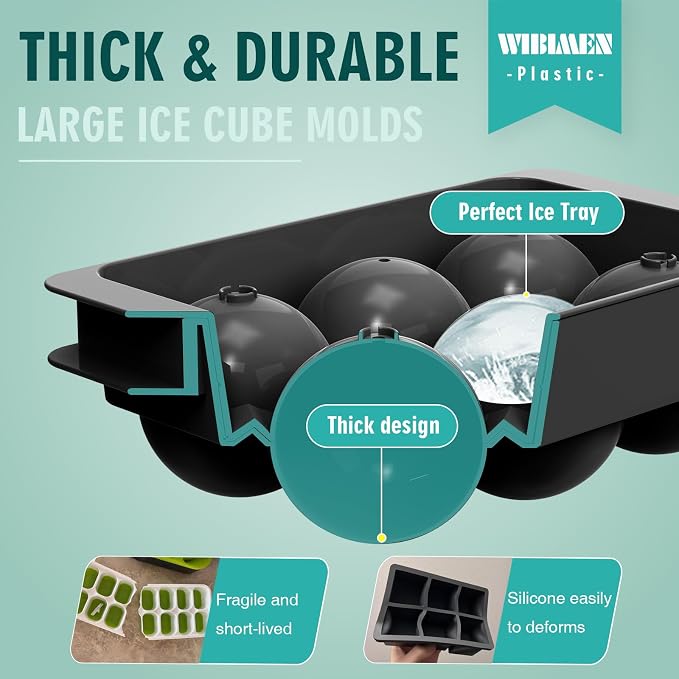 WIBIMEN Large Ice Cube Molds, Big Round Whiskey Ice Cube Trays - Image 5