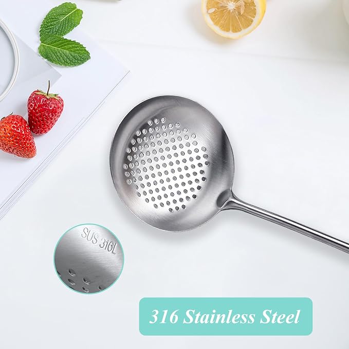 Slotted Spoon, Stainless Steel Strainer Metal Skimmer Spoon - Image 3