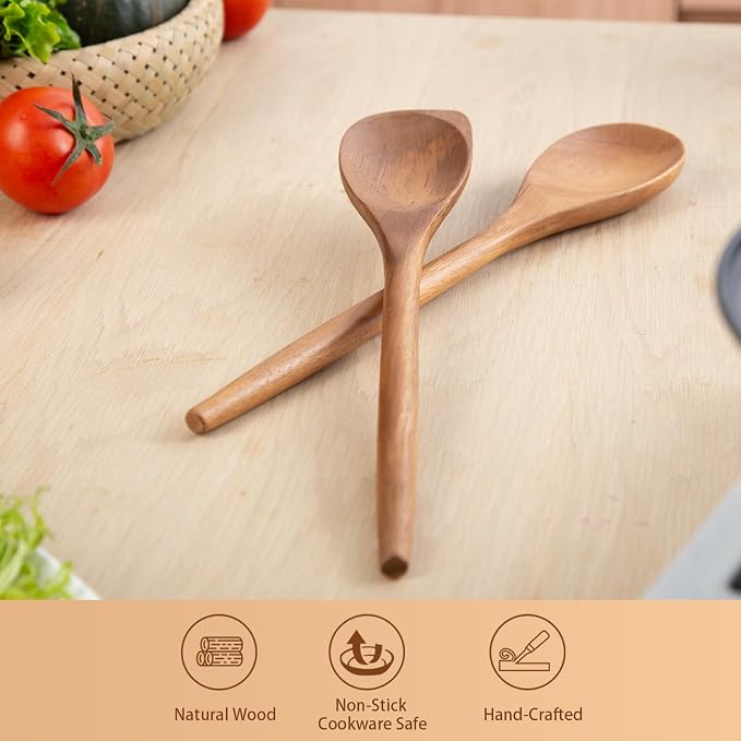 GinSent 2PCS Wooden Spoons for Cooking14 Inch Cooking Wooden Spoons Comfort - Image 5