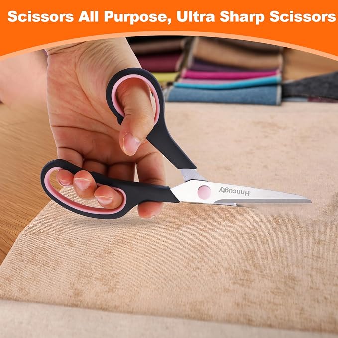 Scissors for Office School Supplies, Hnncugty 8" Scissors All Purpose Bulk Set - Image 6