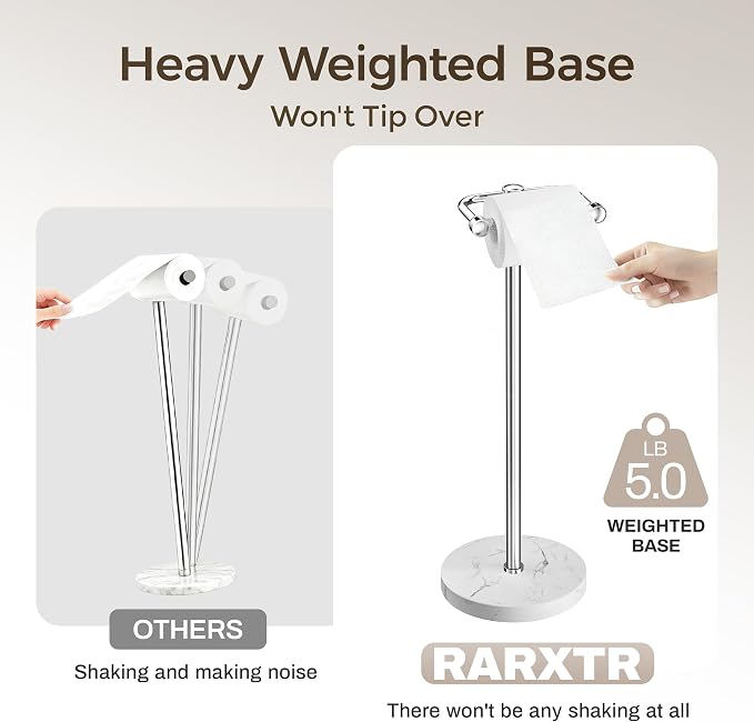 RARXTR Toilet Paper Holder Stand, Bathroom Free Standing Toilet Paper Stand - Image 4