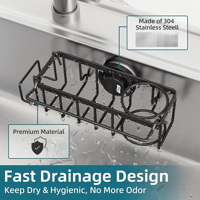 TAILI 4-in-1 Sink Caddy with Strong Suction Cup, Sponge Holder - Image 4