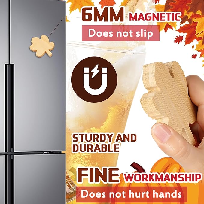 Vesici 12 Pcs Bamboo Maple Leaf Shape Magnetic Bottle Opener 2.5in DIY Bamboo - Image 3