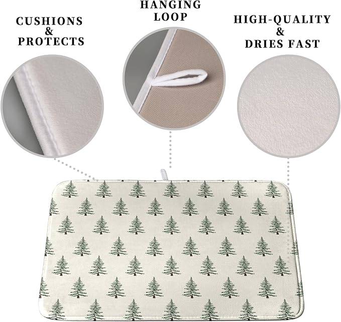 Christmas Tree Dish Drying Mat Winter Xmas Holiday Drying Mats Microfiber - Image 3
