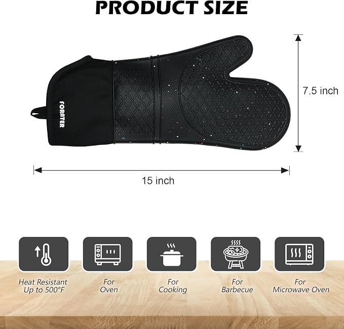 Extra Long Silicone Oven Mitts - Image 2