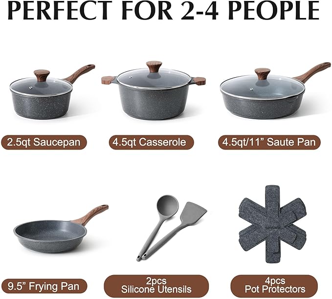 SENSARTE Nonstick Cookware Set 13-Piece, Non Stick Pots and Pans Set - Image 2