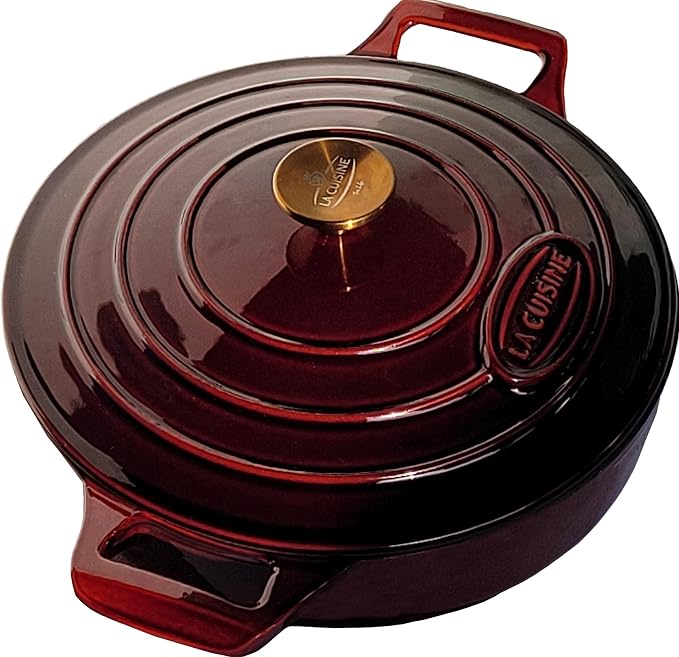 La Cuisine Enameled Cast Iron Braiser Shallow Dutch Oven Braising Sauté Pan - Image 5