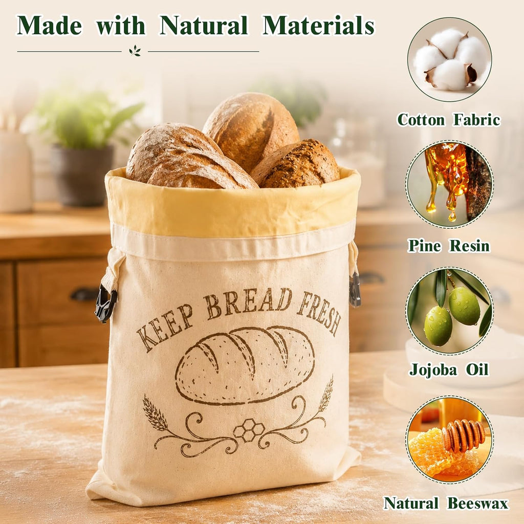 2 Pack Beeswax Bread Bags for Sourdough Homemade Reusable Bread Bag