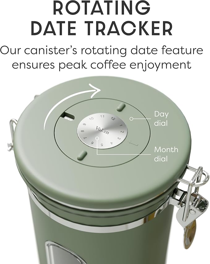 Veken Coffee Canister with Window, Airtight Stainless Steel Kitchen Food - Image 6