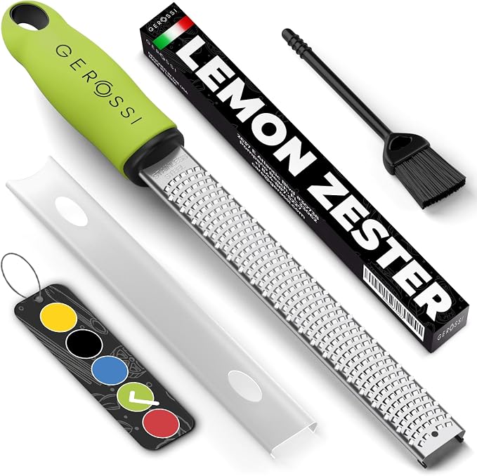 Stainless Steel Cheese Grater & Lemon Zester w/Extra Sharp Blade by GEROSSI
