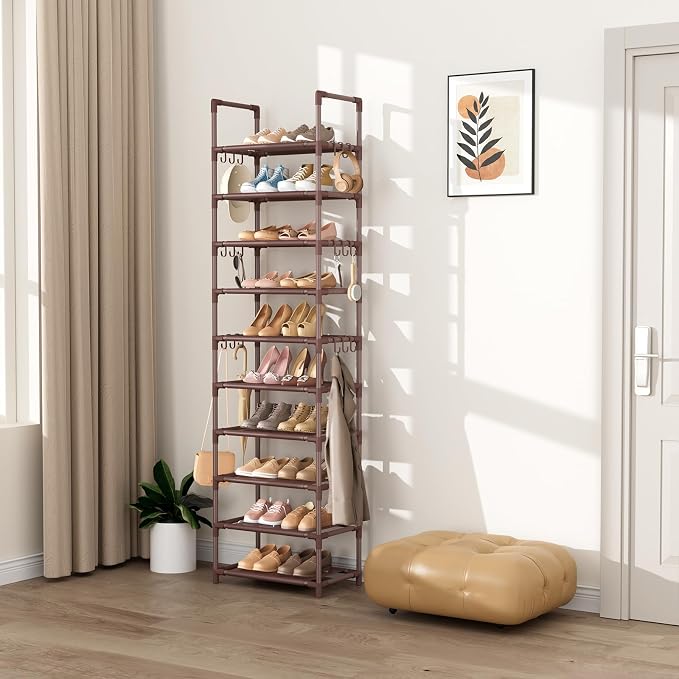 VTRIN 10 Tiers Tall Shoe Rack Holds 20-25 Pairs of Shoes Sturdy Vertical Shoe - Image 7