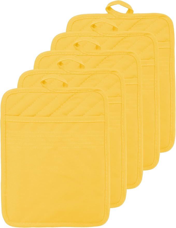 Oven Pot Holder with Pocket Cotton Heat Resistant Coaster Potholder Kitchen Hot by VEIKERY
