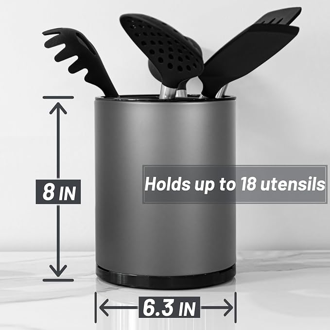 Kitchen Utensil Holder for Countertop 360° Rotating Utensil Caddy Extra Large - Image 4