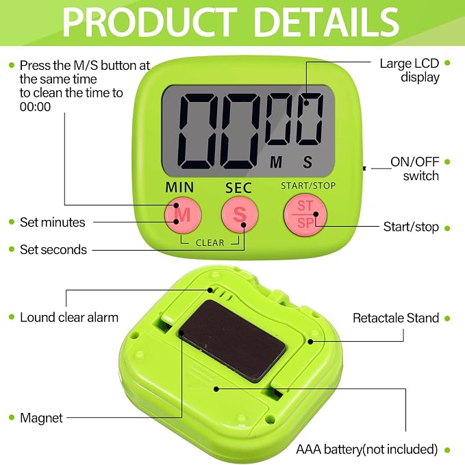 Weewooday 24 Pcs Digital Kitchen Timer Magnetic Timer Bulk On/Off Switch Minute - Image 3
