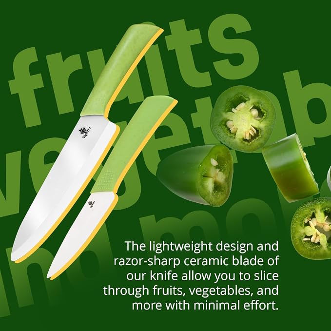 Ceramic Knife Set with Ergonomic Handle, Non-Reactive and Professional Chopping - Image 3