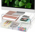OPNICE Acrylic Clear Desk Organizers and Accessories, 2-Tier Computer Monitor by OPNICE