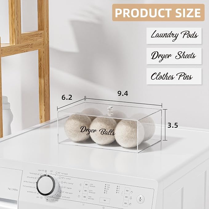 Dryer Ball Holder for Laundry Room, Acrylic Dishwasher Pods Container - Image 2