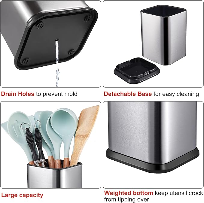 RedCall Stainless Steel Kitchen Utensil Holder - Image 3