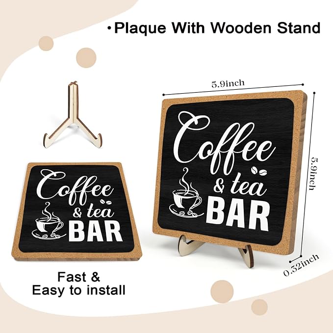 Coffee Bar Sign Plaque Decor, Cafe Station Accessorie - Image 2