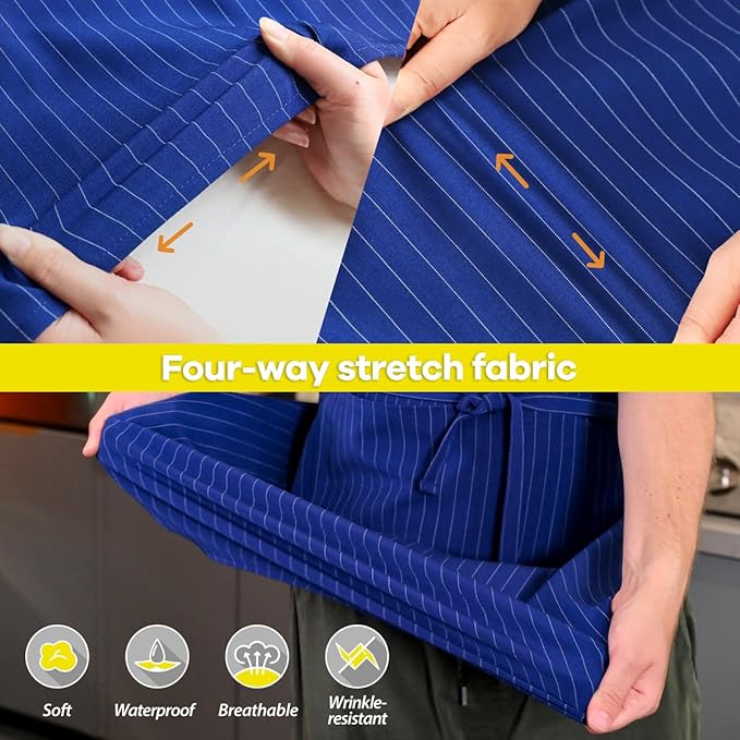 ROTANET Stripe Stretch Apron for Men Women Chef Big and Tall Large Striped - Image 4