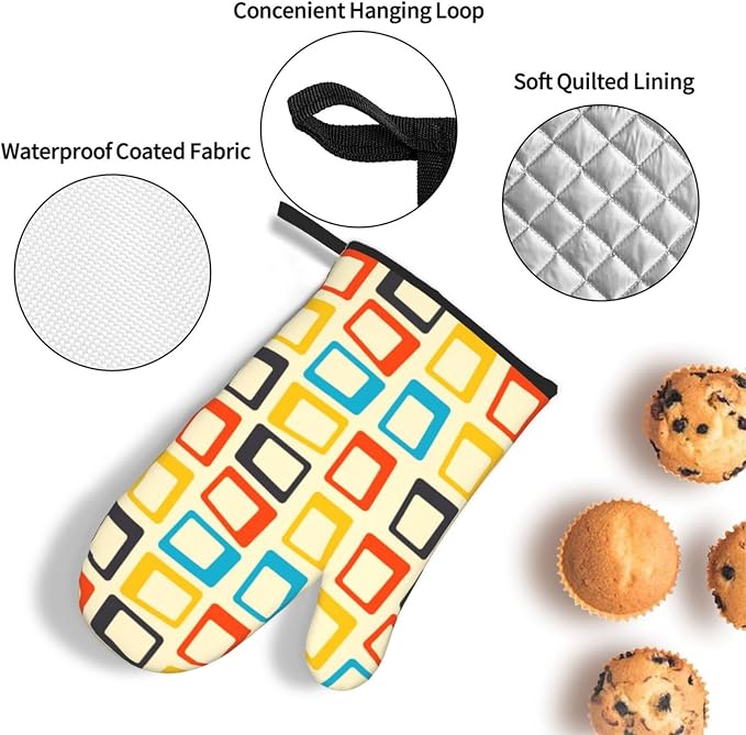 Mid Century Modern Oven Mitts and Pot Holders Sets of 3 Retro Heat Resistant - Image 5